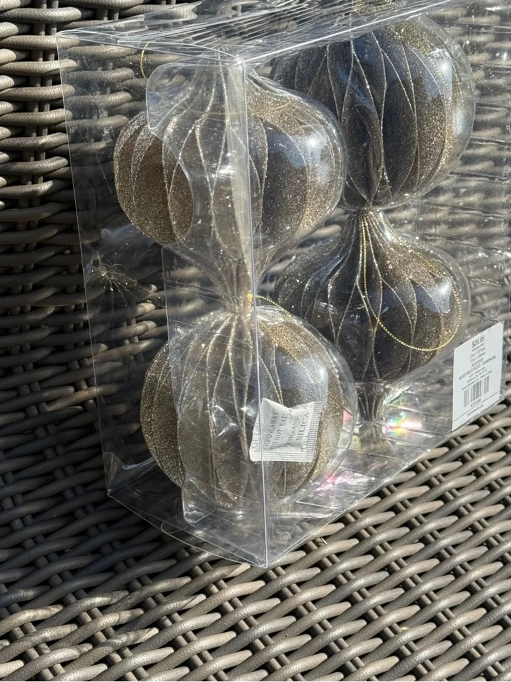 Gold Glitter Ornaments - Set of 4 - NWT